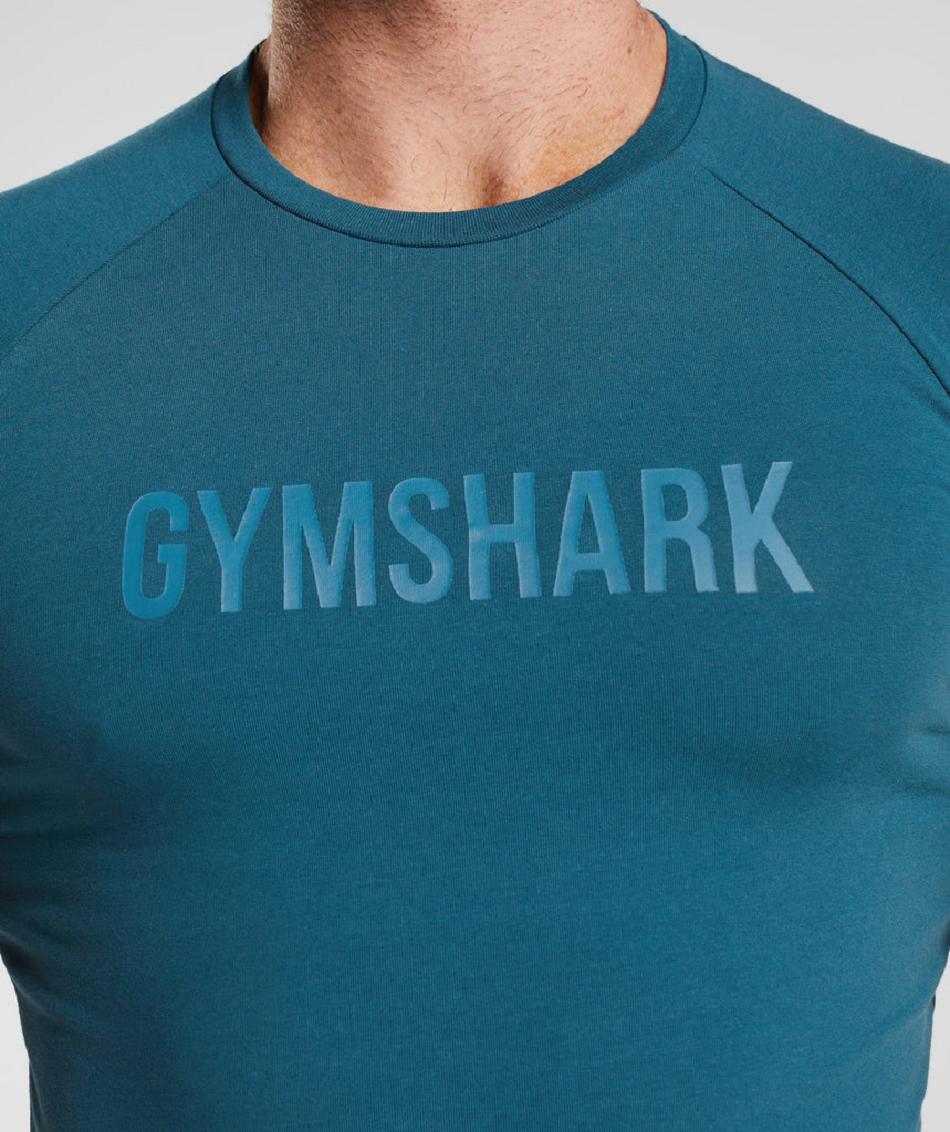 T Shirts Męskie Gymshark Apollo Niebieskie | PL 3881ZUT